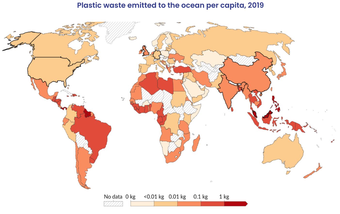 Plastic waste emitted to the ocean per capita 2019 - ourworldindata.org